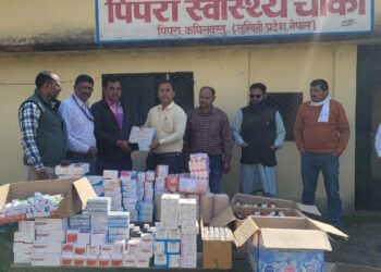 पिपरा स्वास्थ्य चौकीलाई स्वास्थ्य सामाग्री सहयोग