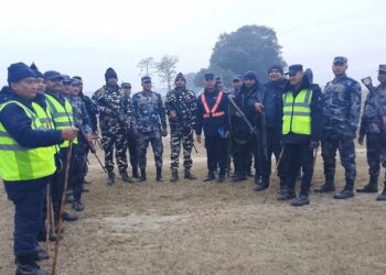 कपिलवस्तुको नेपाल–भारत सीमामा संयुक्त सुरक्षा गस्ती