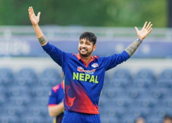 सन्दीपले ह्याट्रिकसहित ५ विकेट लिएपछि पहिलाे अभ्यास खेलमा नेपाल विजयी
